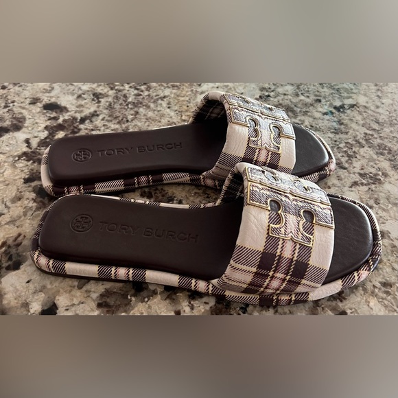 Tory Burch Double T Slide Logo Sandal Shoes 7.5 - Picture 4 of 10